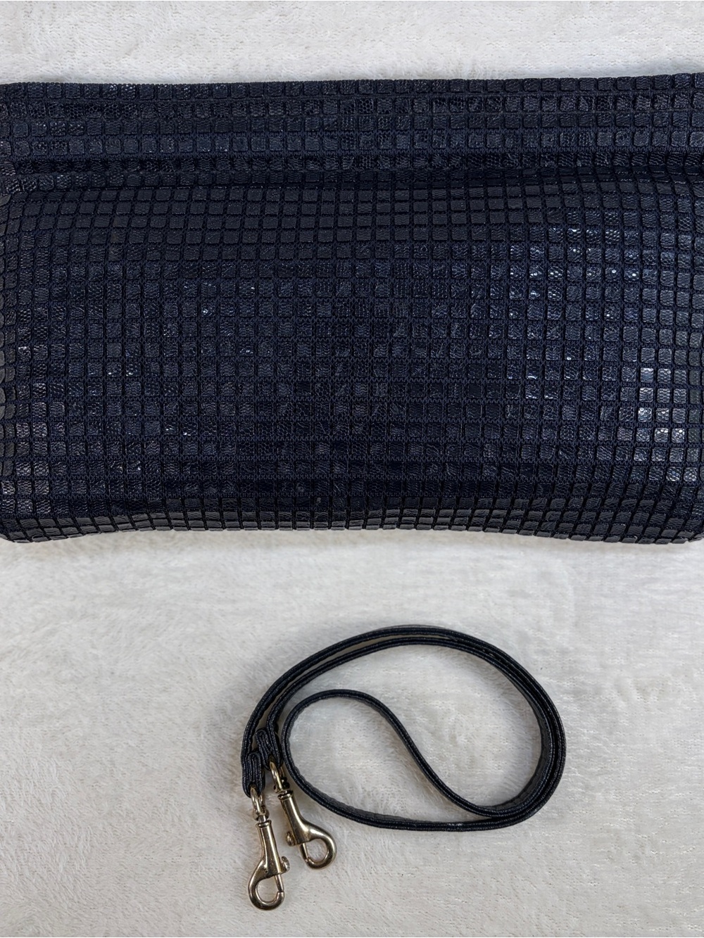 Vintage Lumured‎ Navy Evening Clutch with Tiles Pattern and Detachable Strap